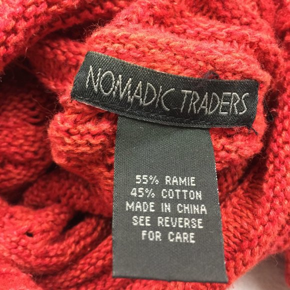 NOMADIC TRADERS Sweater Size S Womans Red Ramie Open Knit Turtleneck Pullover - Picture 4 of 15